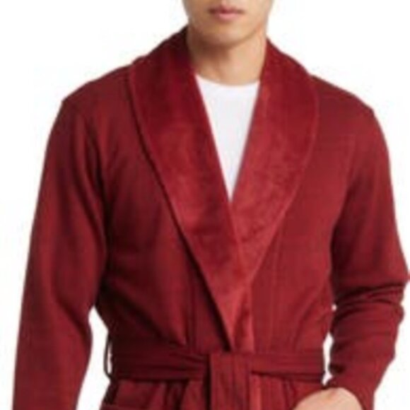 Ugg Robinson Men's Wrap Robe in Dark Cherry Heather - Picture 3 of 5